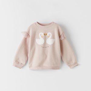 Zara Swan ruffled sweatshirt 4-5T